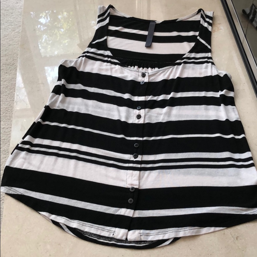 WYATT- Black and White Striped Sleeveless Top